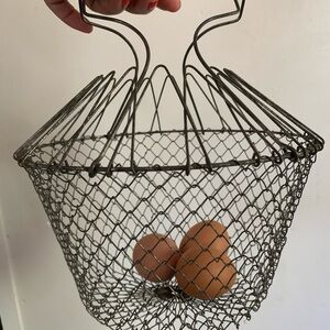 Vintage collapsible Wire Egg Basket